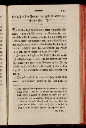 Geschichte der Erndte des Jahres 1827 für Mecklenburg