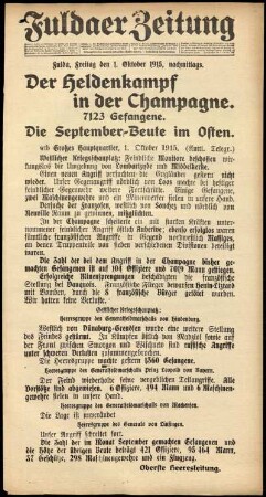 Ausgabe vom Freitag, den 01. Oktober 1915.