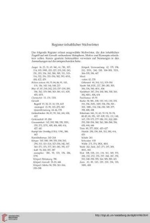 Register inhaltlicher Stichwörter