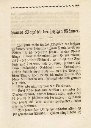 Lautes Klagelied der jetzigen Männer