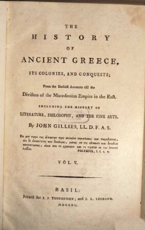 The History Of Ancient Greece, Its Colonies, And Conquests; From the Earliest Accounts till the Division of the Macedonian Empire in the East : Including The History Of Literature, Philosophy, And The Fine Arts, 5