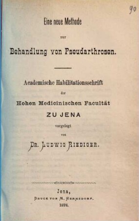 Eine neue Methode zur Behandlung von Pseudarthrosen : Habil.-schrift