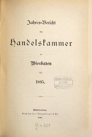Jahresbericht der Handelskammer zu Wiesbaden. 1895 (1896)