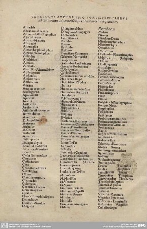CATALOGUS AUTHORUM QUORUM STOEFLERUS vel testimonio vutitur vel scripta prudenter interpretatur.