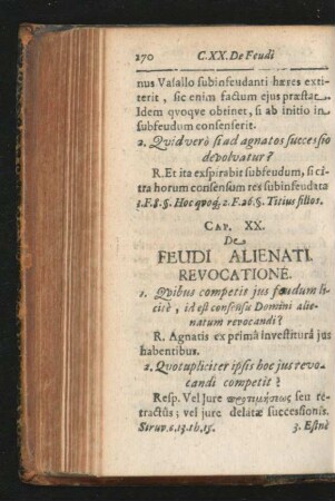 Cap. XX. De Feudi Alienati Revocatione.