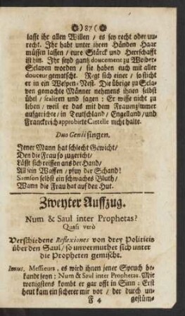 Zweyter Auffzug. Num & Saul inter Prophetas? Quasi verò