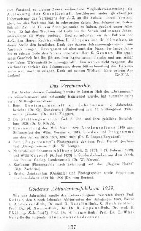 Goldenes Abiturienten-Jubiläum 1929.