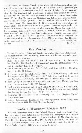 Goldenes Abiturienten-Jubiläum 1929.