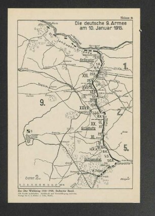 Skizze n. Die deutsche 9. Armee am 10. Januar 1915.