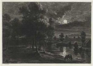 Landschaft bei Nacht im Mondlicht (Kleine Landschaften)