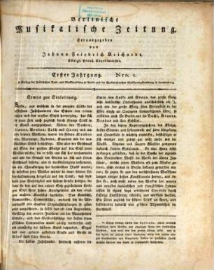 Berlinische musikalische Zeitung. 1, 1. 1805