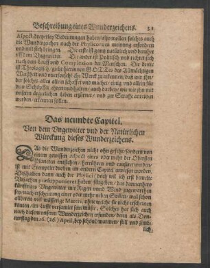 Das neundte Capitel. Von dem Ungewitter und der Natürlichen Würckung dieses Wunderzeichens.