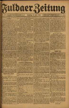 Erste Ausgabe vom Samstag, den 24. Juli 1920.