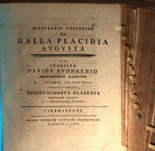 Dispvtatio Posterior De Galla Placidia Avgvsta