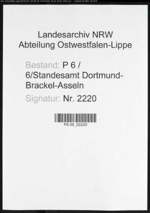 Sterberegister Standesamt Dortmund-Brackel-Asseln (XVI)