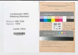 Entnazifizierung Hans Loewe , geb. 07.04.1895 (Oberstleutnant)