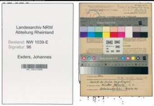 Entnazifizierung Johannes Esders , geb. 03.09.1900 (Maschinist)