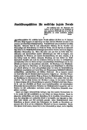 Ausbildungsstätten für weibliche soziale Berufe