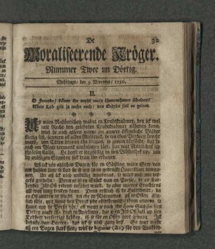 Nummer Zwee un Dörtig. Mahndags den 2. November 1750
