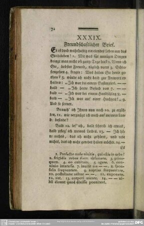 XXXIX. Freundschaftlicher Brief