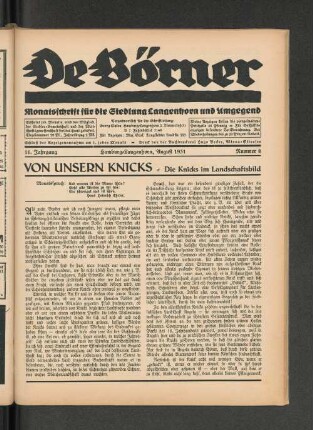 Von unseren Knicks "Die Knicks im Landschaftsbild"
