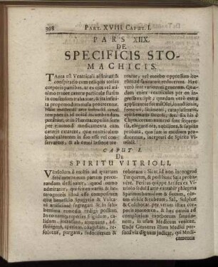 Pars XIIX. De Specificis Stomachicis.