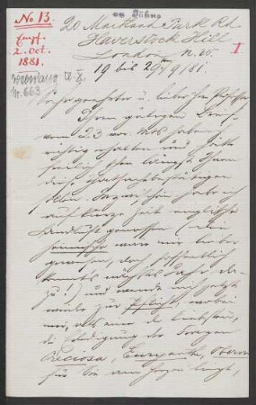 Brief an Friedrich Wilhelm Jähns : 19.09.1881-29.09.1881
