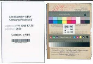 Entnazifizierung Ewald Goergen , geb. 09.04.1906 (Krim.Beamter)