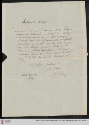 Korrespondenz August Tholuck / Carl Ullmann: Brief von August Tholuck an Carl Ullmann