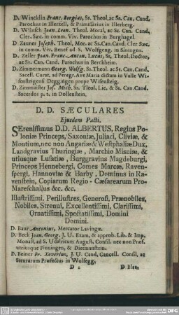 D. D. Saeculares Eiusdem Pacti