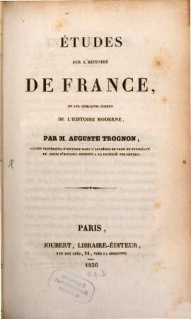 Études sur l'histoire de France