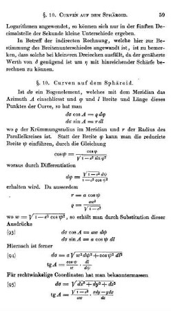 § 10. Curven auf dem Sphäroid