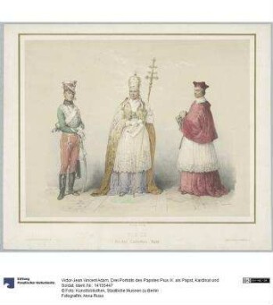 Drei Porträts des Papstes Pius IX. als Papst, Kardinal und Soldat