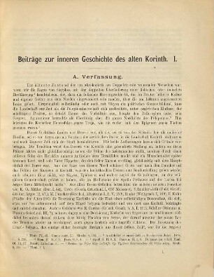 Beiträge zur inneren Geschichte des alten Korinth, [1] = 1886/87