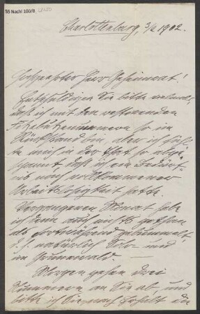 Brief an Ludwig Strecker  und B. Schott's Söhne : 03.02.1902