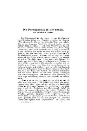 Die Physiognomik in der Schule