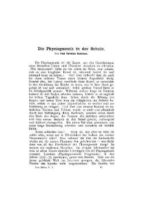 Die Physiognomik in der Schule