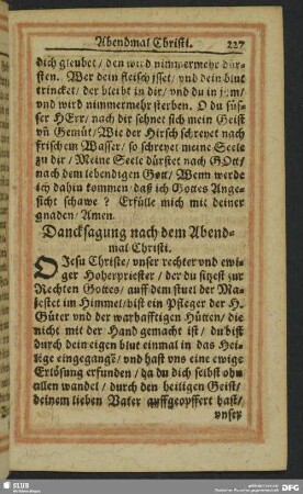 Dancksagung nach dem Abendmal Christi