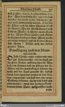 Dancksagung nach dem Abendmal Christi