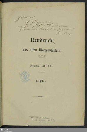 4: Neudrucke aus alten Wochenblättern : Jahrgänge 1819-1831