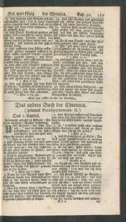 Das andere Buch der Chronica. (genannt Paralipomenon II.)