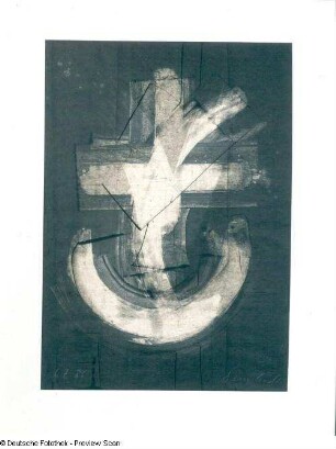 Dennhardt, Klaus: Einzelblatt aus der Mappe 3 - Drei Linien in ihrer Wandlung. Monotypie; 70 x 50 cm. 06.07.1986. Dresden: Leonhardi-Museum, Ausstellung Klaus Dennhardt - flußabwärts vom 9. Juli - 29. August 2004.