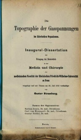 Die Topographie der Gasspannungen im thierischen Organismus