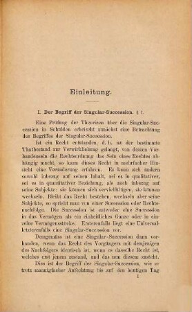 Über die Singular-Succession in Schulden : Göttinger Inaugural-Dissertation