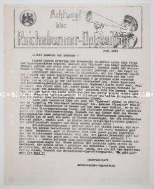 Hektografierters Rundschreiben der Reichsbanner-Opposition mit einem Aufruf zum Wahlboykott