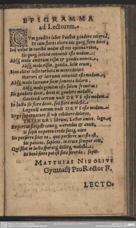 Epigramma ad Lectorem