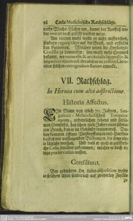 VII. Rathschlag. In Hernia cum alvi adstrictione