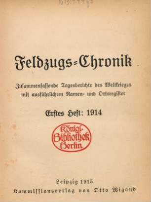 1.1914: Feldzugs-Chronik