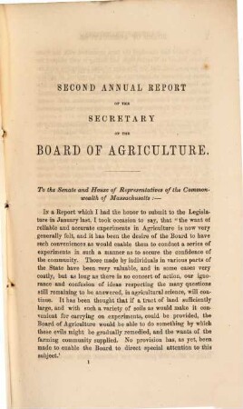 Annual report of the Secretary of the Massachusetts Board of Agriculture. 2. 1855