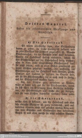 Drittes Capitel. Ueber die erforderlichen Werkzeuge und Utensilien